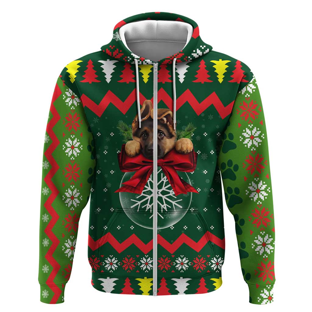 German Shepherd Ornament Christmas Zip Hoodie Xmas Holiday Patterns - Wonder Print Shop