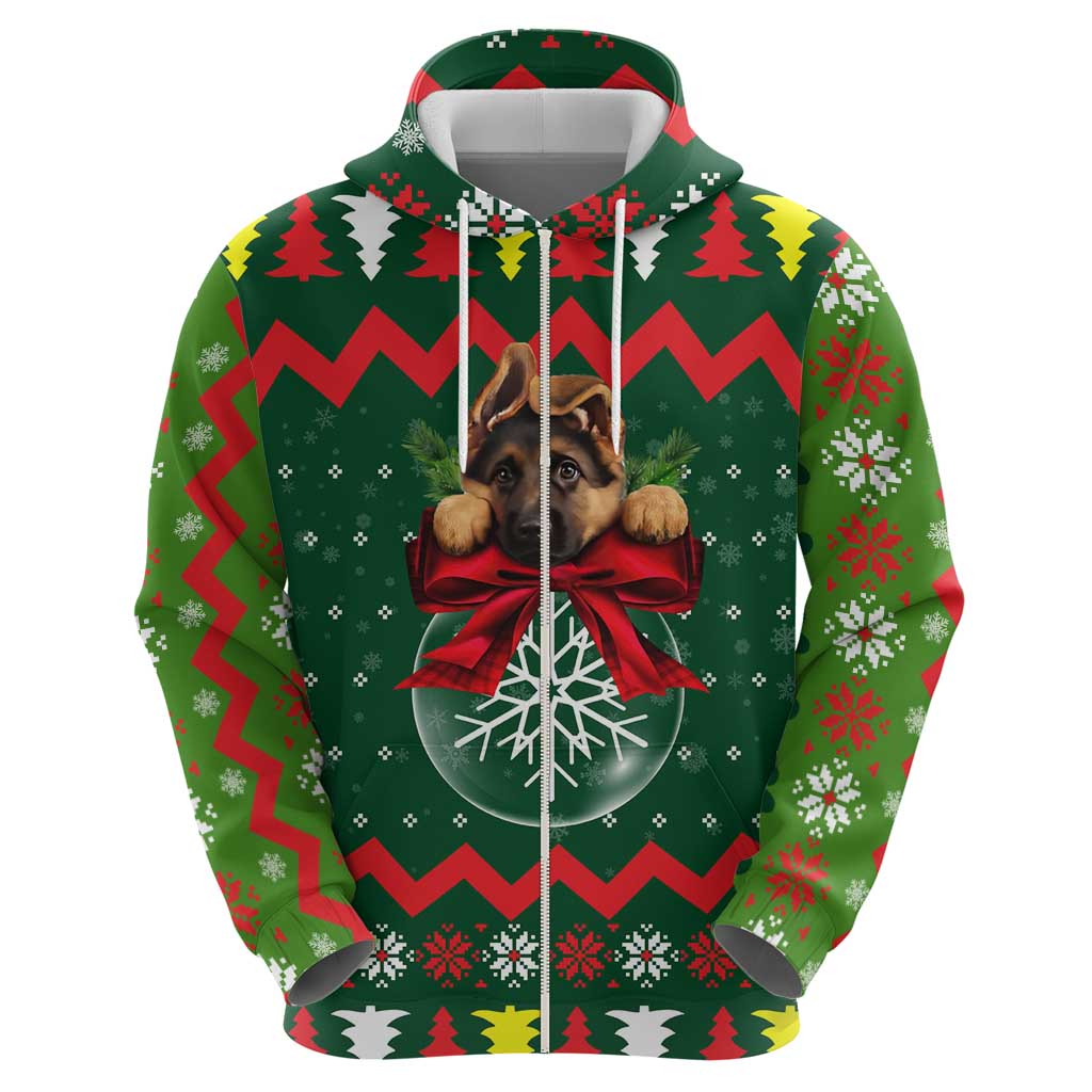 German Shepherd Ornament Christmas Zip Hoodie Xmas Holiday Patterns - Wonder Print Shop