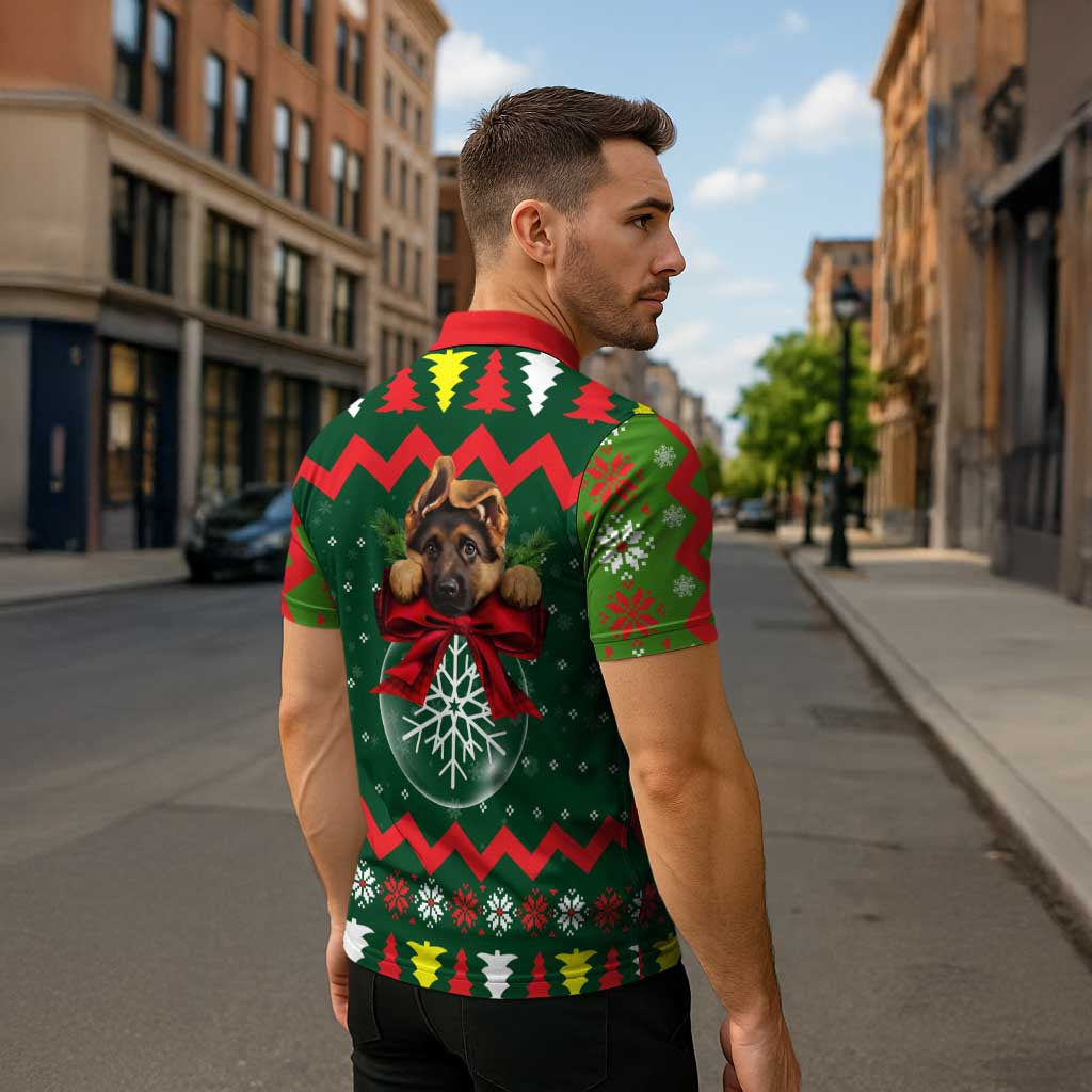 German Shepherd Ornament Christmas Zipper Polo Shirt Xmas Holiday Patterns - Wonder Print Shop
