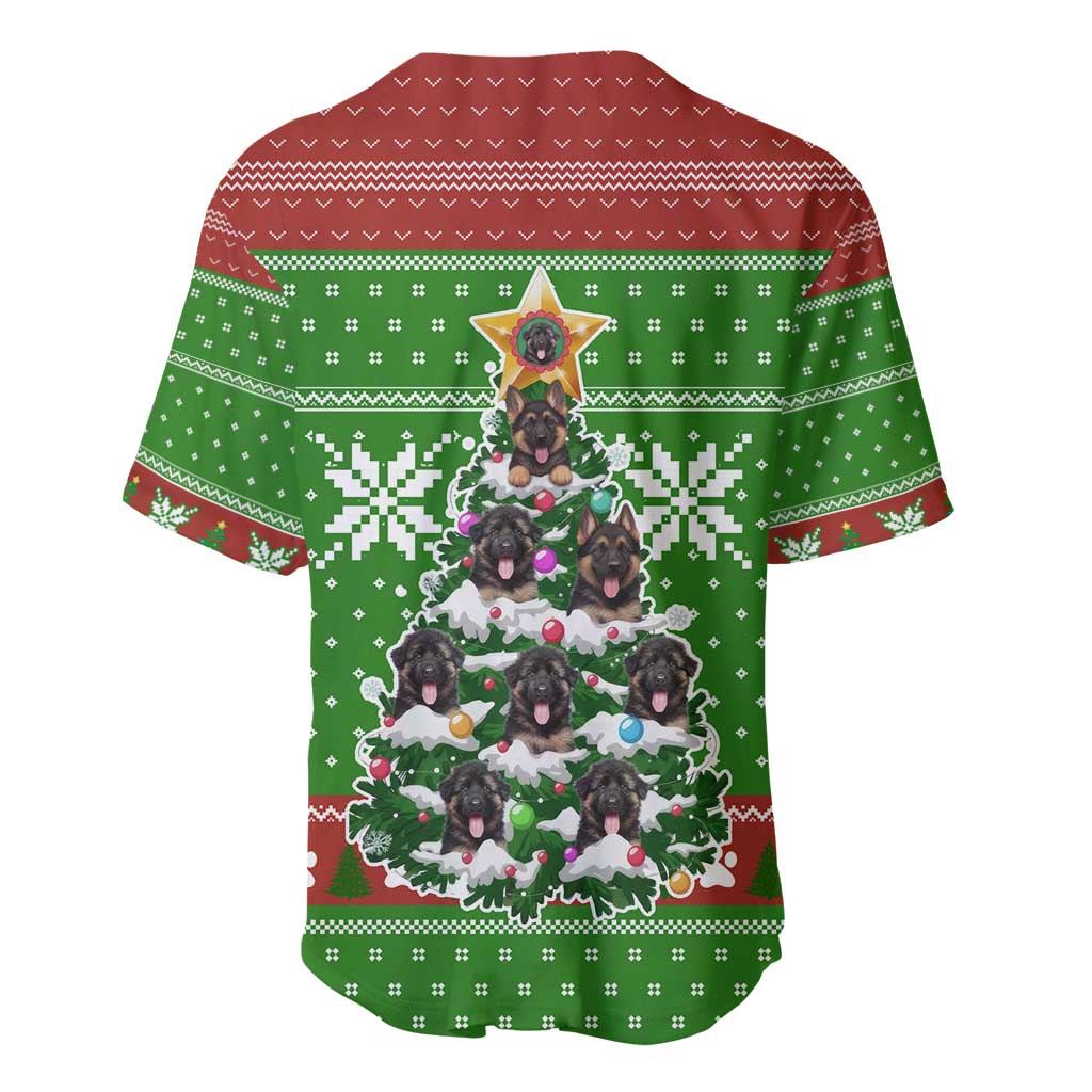German Shepherd Pine Xmas Christmas Baseball Jersey Xmas Holiday Patterns - Wonder Print Shop
