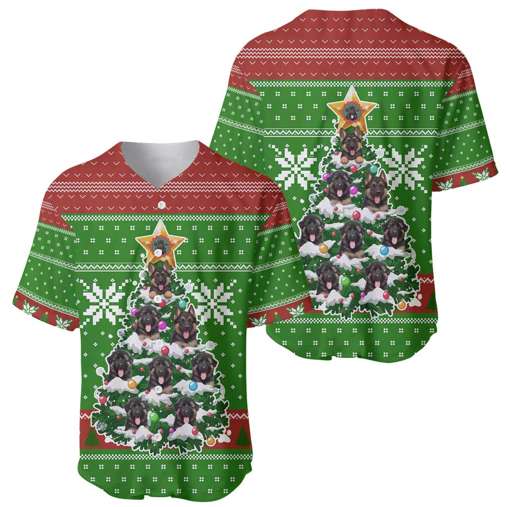 German Shepherd Pine Xmas Christmas Baseball Jersey Xmas Holiday Patterns - Wonder Print Shop