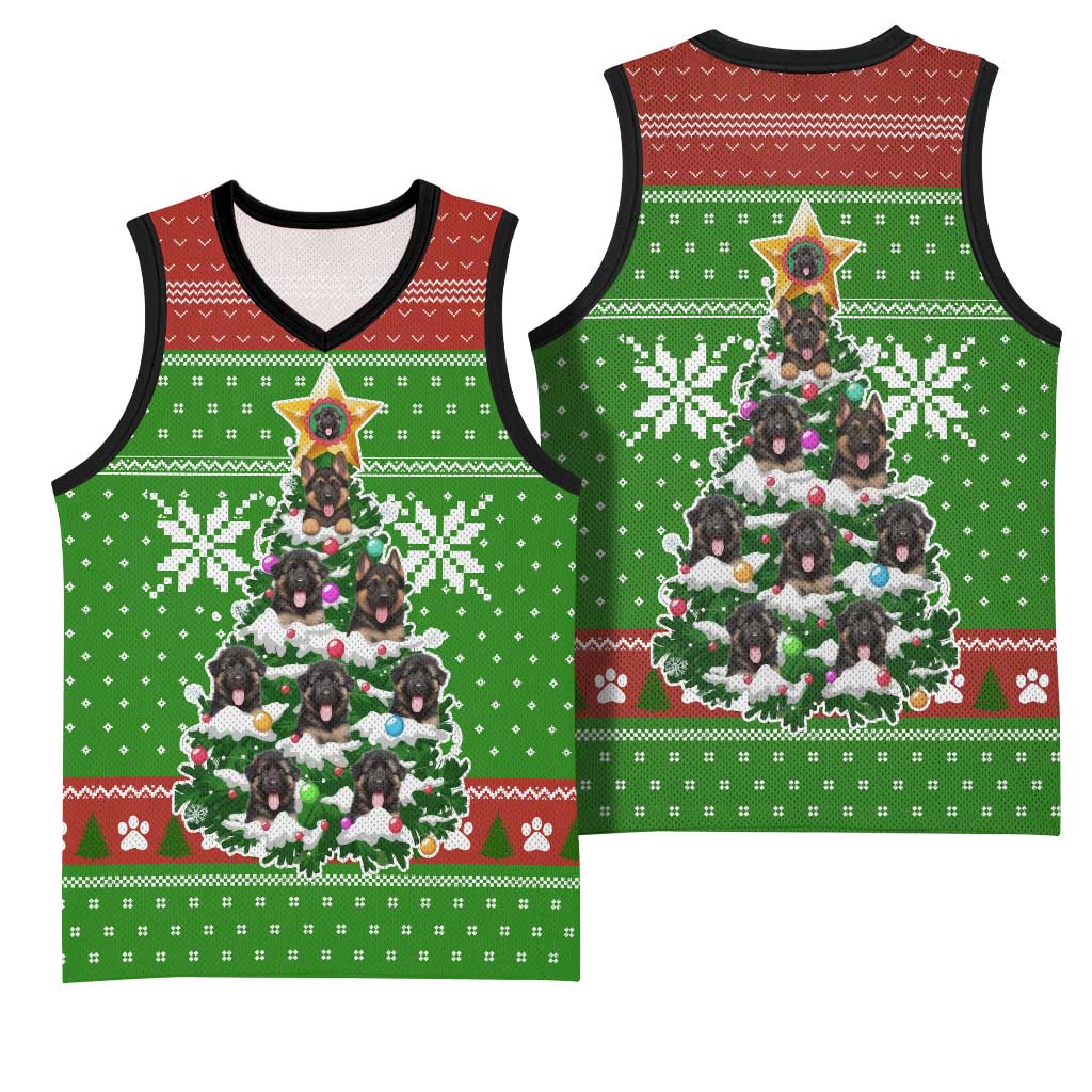 German Shepherd Pine Xmas Christmas Basketball Jersey Xmas Holiday Patterns - Wonder Print Shop