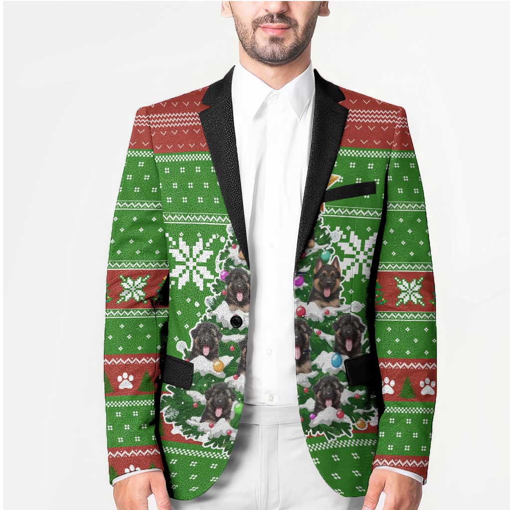 German Shepherd Pine Xmas Christmas Blazer Xmas Holiday Patterns - Wonder Print Shop