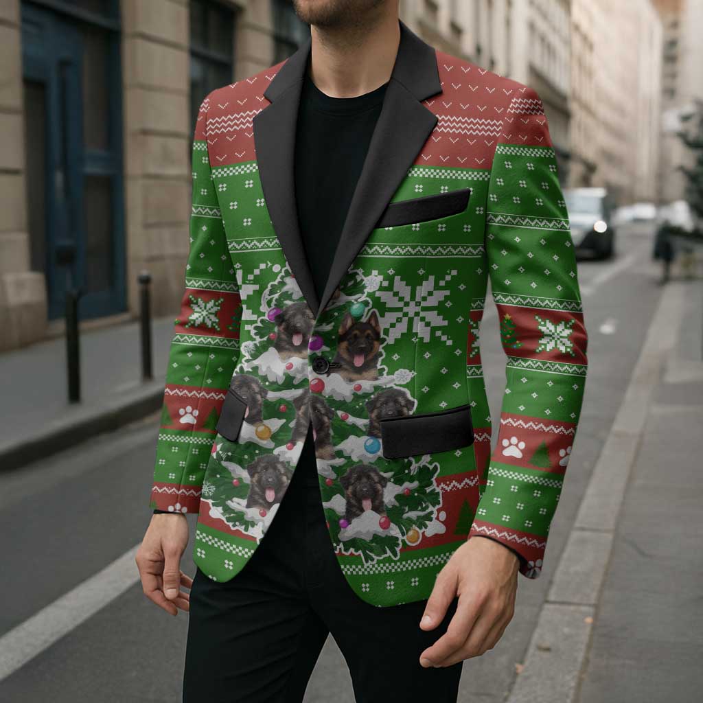 German Shepherd Pine Xmas Christmas Blazer Xmas Holiday Patterns - Wonder Print Shop