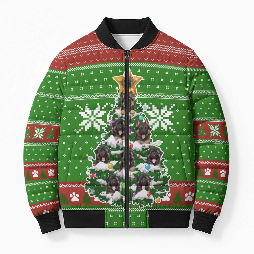 German Shepherd Pine Xmas Christmas Bomber Puffer Jacket Xmas Holiday Patterns - Wonder Print Shop