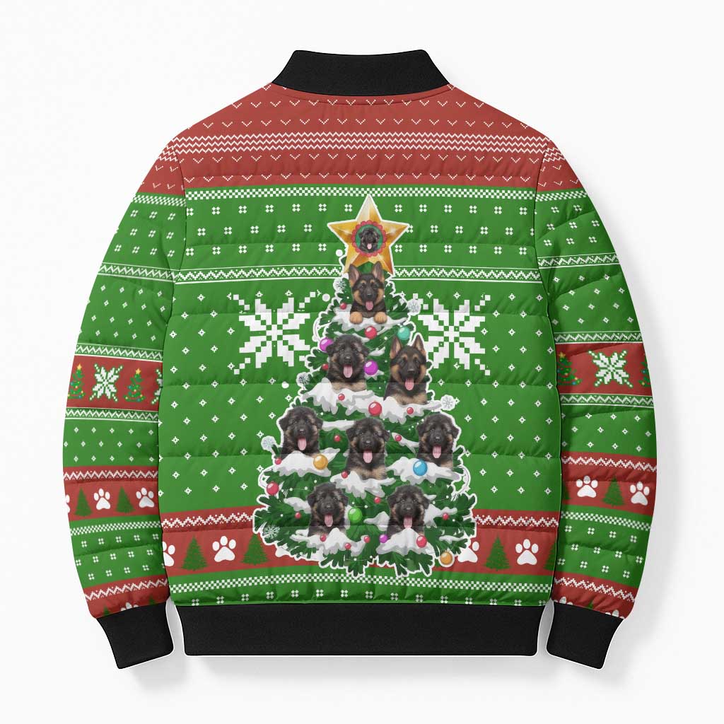 German Shepherd Pine Xmas Christmas Bomber Puffer Jacket Xmas Holiday Patterns - Wonder Print Shop
