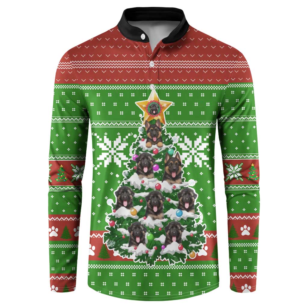 German Shepherd Pine Xmas Christmas Button Sweatshirt Xmas Holiday Patterns - Wonder Print Shop
