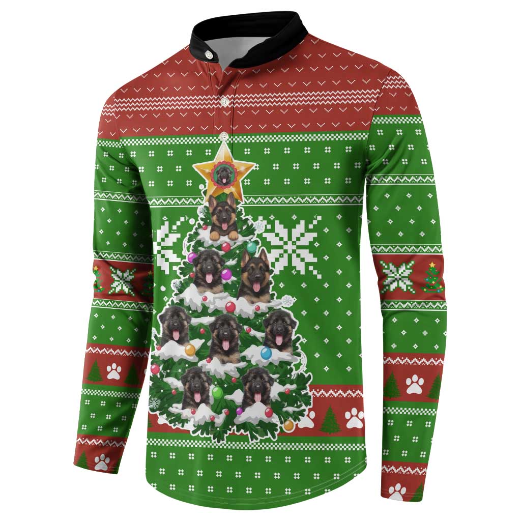 German Shepherd Pine Xmas Christmas Button Sweatshirt Xmas Holiday Patterns - Wonder Print Shop