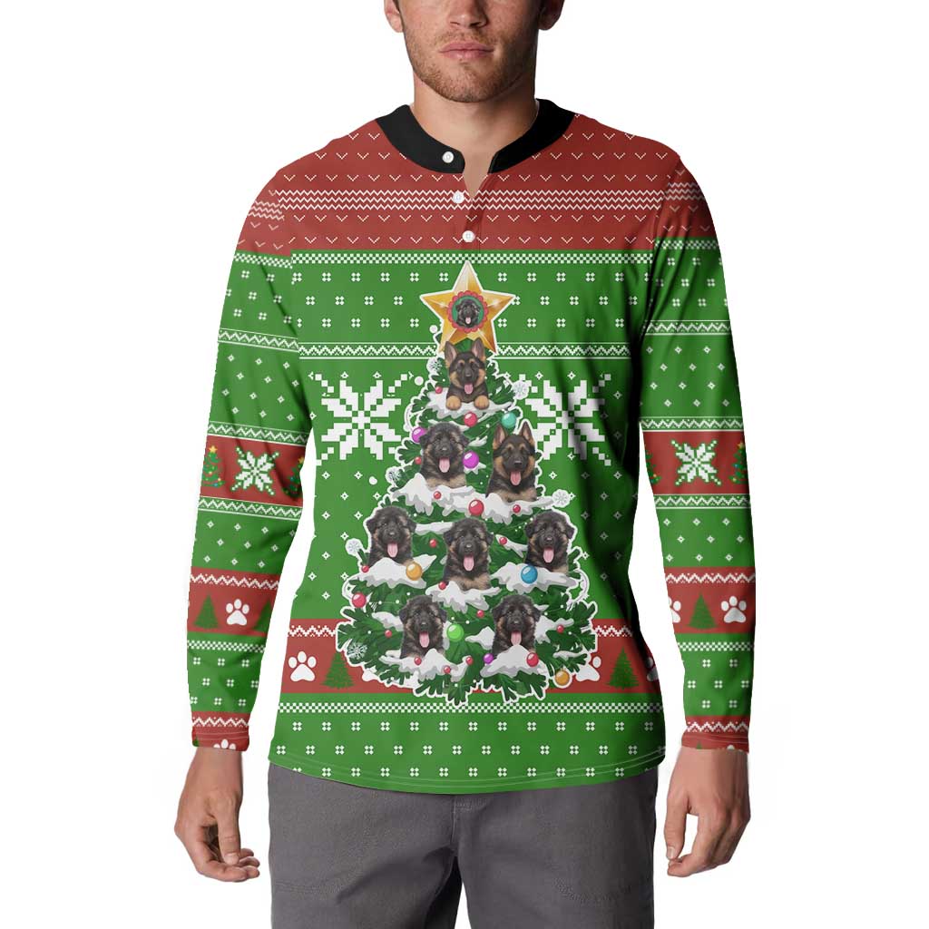 German Shepherd Pine Xmas Christmas Button Sweatshirt Xmas Holiday Patterns - Wonder Print Shop