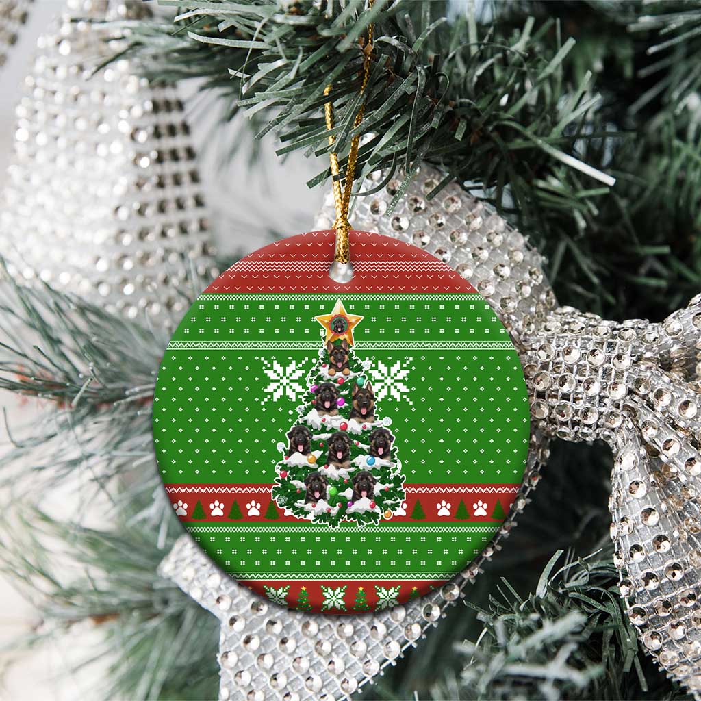 German Shepherd Pine Xmas Christmas Ceramic Ornament Xmas Holiday Patterns - Wonder Print Shop