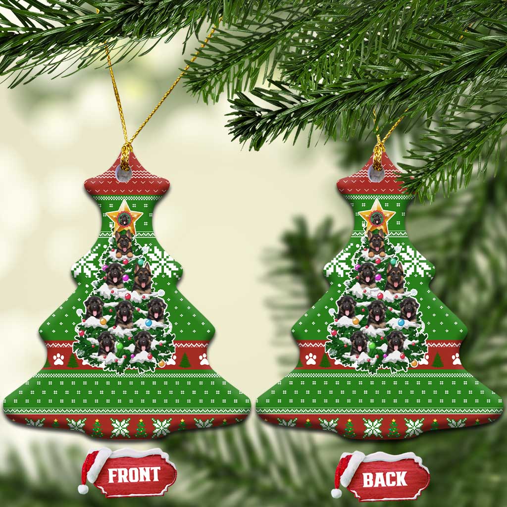 German Shepherd Pine Xmas Christmas Ceramic Ornament Xmas Holiday Patterns - Wonder Print Shop