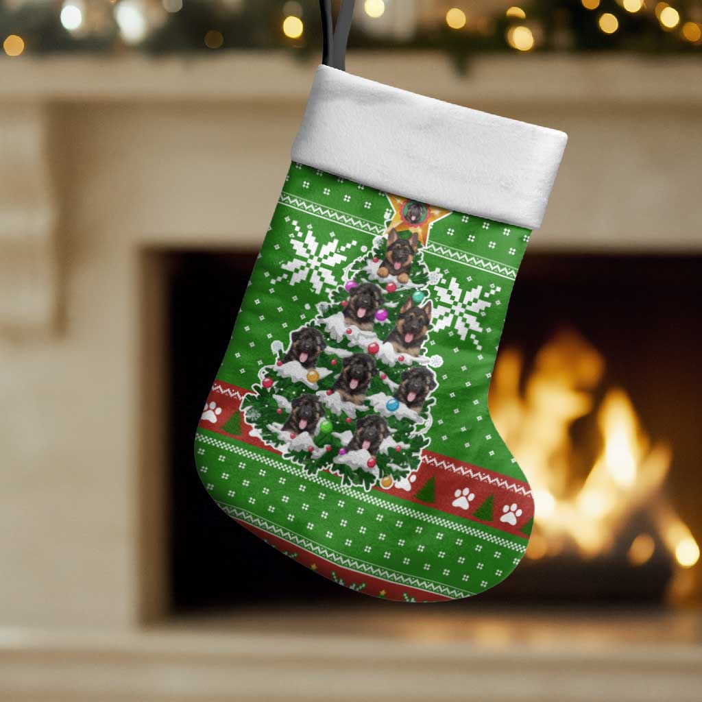 German Shepherd Pine Xmas Christmas Stocking Xmas Holiday Patterns - Wonder Print Shop