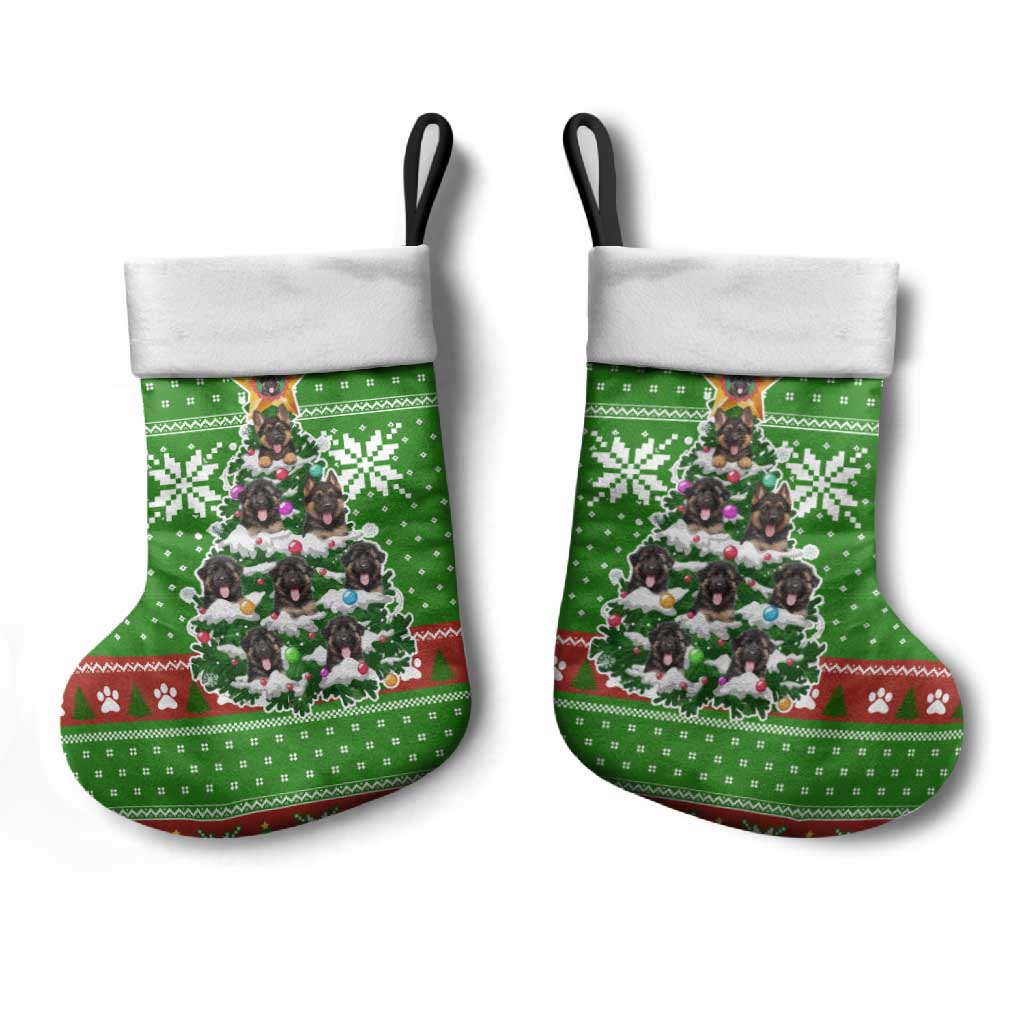 German Shepherd Pine Xmas Christmas Stocking Xmas Holiday Patterns - Wonder Print Shop