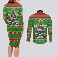 German Shepherd Pine Xmas Christmas Couples Matching Long Sleeve Bodycon Dress and Long Sleeve Button Shirt Xmas Holiday Patterns - Wonder Print Shop