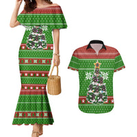 German Shepherd Pine Xmas Christmas Couples Matching Mermaid Dress and Hawaiian Shirt Xmas Holiday Patterns - Wonder Print Shop