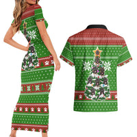German Shepherd Pine Xmas Christmas Couples Matching Short Sleeve Bodycon Dress and Hawaiian Shirt Xmas Holiday Patterns - Wonder Print Shop