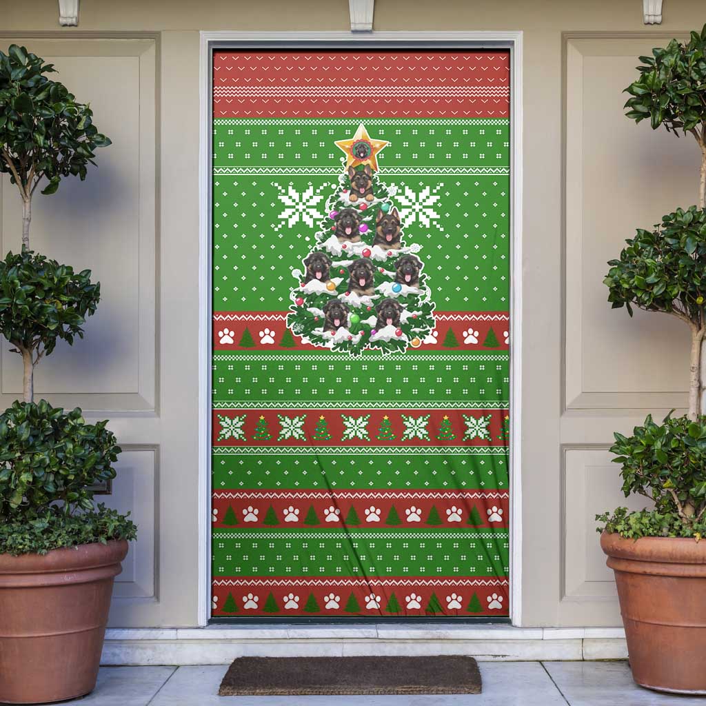 German Shepherd Pine Xmas Christmas Door Cover Xmas Holiday Patterns - Wonder Print Shop