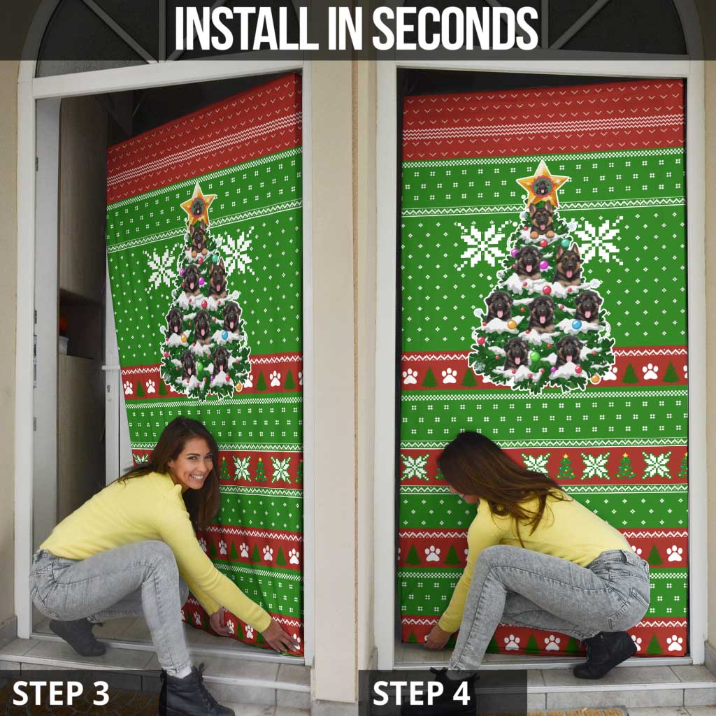 German Shepherd Pine Xmas Christmas Door Cover Xmas Holiday Patterns - Wonder Print Shop
