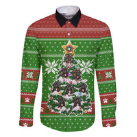 German Shepherd Pine Xmas Christmas Family Matching Long Sleeve Bodycon Dress and Hawaiian Shirt Xmas Holiday Patterns - Wonder Print Shop