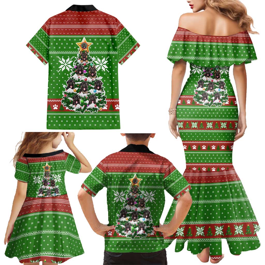 German Shepherd Pine Xmas Christmas Family Matching Mermaid Dress and Hawaiian Shirt Xmas Holiday Patterns - Wonder Print Shop