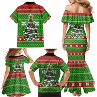 German Shepherd Pine Xmas Christmas Family Matching Mermaid Dress and Hawaiian Shirt Xmas Holiday Patterns - Wonder Print Shop