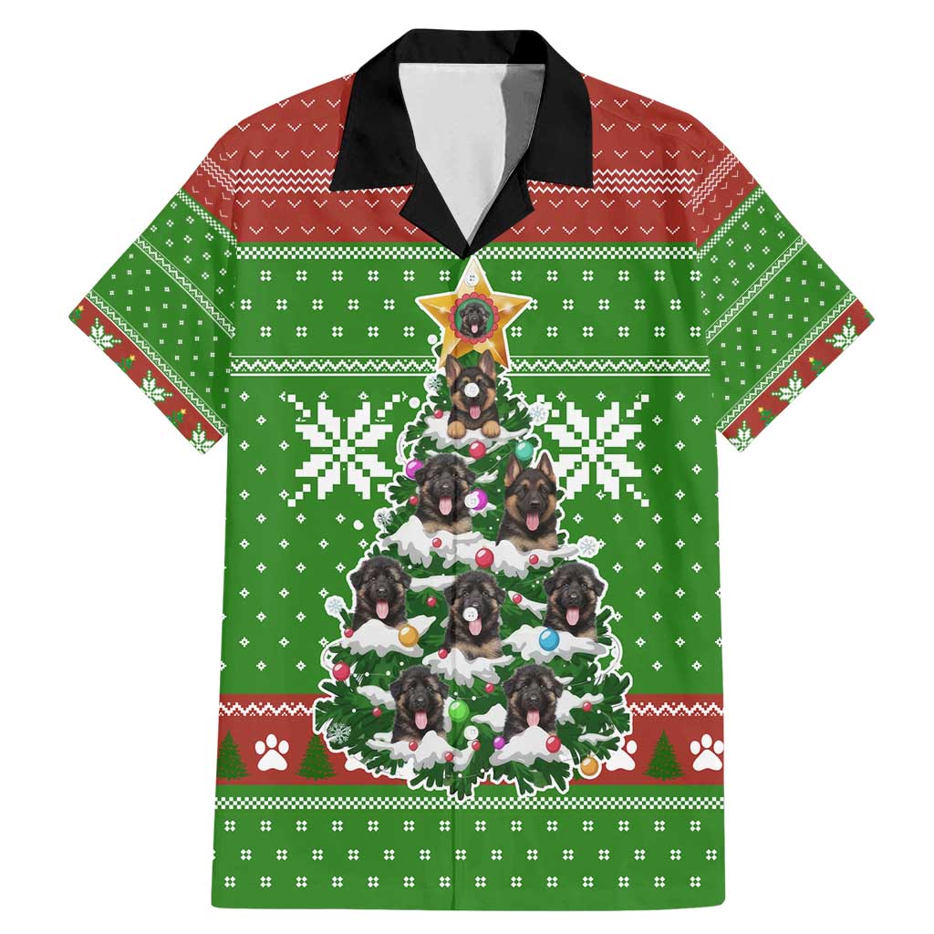German Shepherd Pine Xmas Christmas Family Matching Mermaid Dress and Hawaiian Shirt Xmas Holiday Patterns - Wonder Print Shop