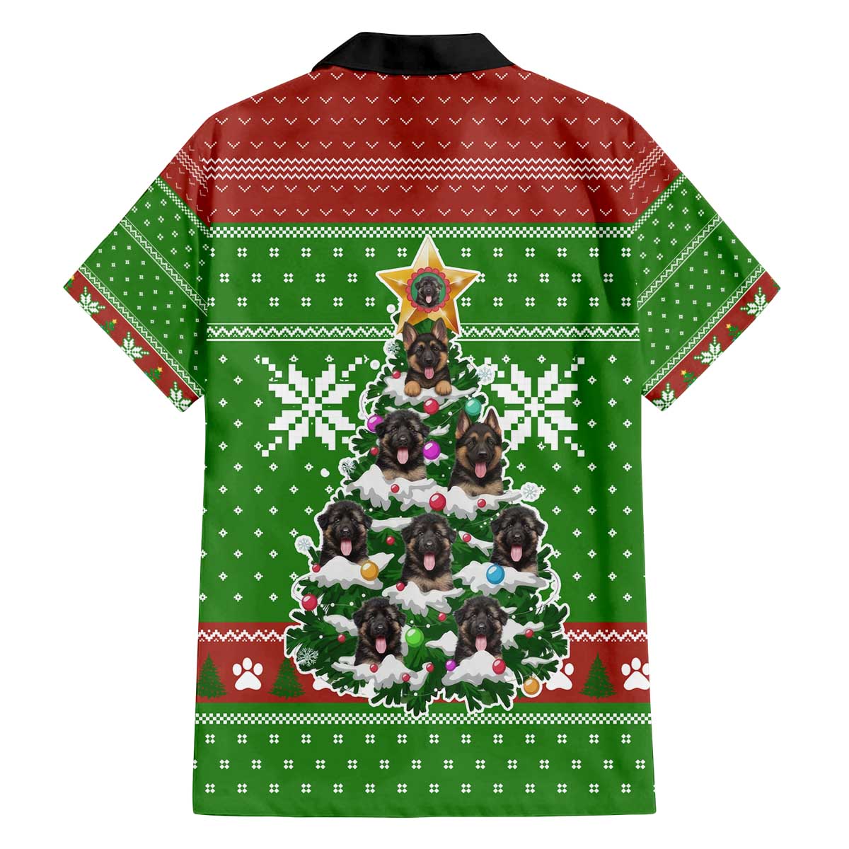 German Shepherd Pine Xmas Christmas Family Matching Off The Shoulder Long Sleeve Dress and Hawaiian Shirt Xmas Holiday Patterns - Wonder Print Shop