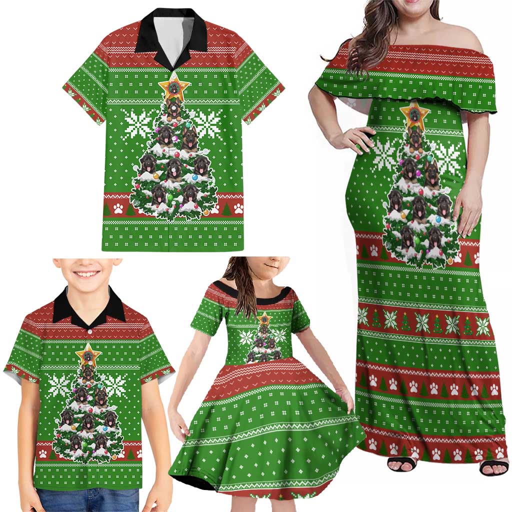 German Shepherd Pine Xmas Christmas Family Matching Off Shoulder Maxi Dress and Hawaiian Shirt Xmas Holiday Patterns - Wonder Print Shop