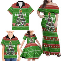 German Shepherd Pine Xmas Christmas Family Matching Off Shoulder Maxi Dress and Hawaiian Shirt Xmas Holiday Patterns - Wonder Print Shop