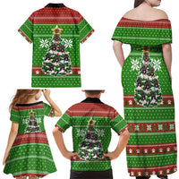 German Shepherd Pine Xmas Christmas Family Matching Off Shoulder Maxi Dress and Hawaiian Shirt Xmas Holiday Patterns - Wonder Print Shop