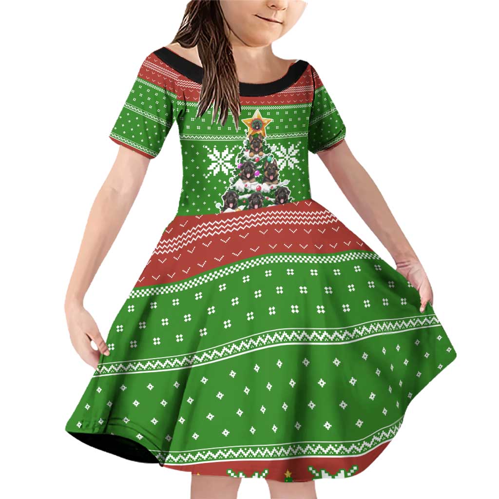 German Shepherd Pine Xmas Christmas Family Matching Off Shoulder Short Dress and Hawaiian Shirt Xmas Holiday Patterns - Wonder Print Shop