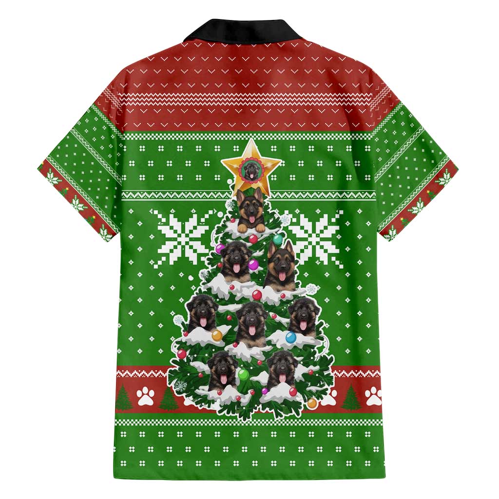 German Shepherd Pine Xmas Christmas Family Matching Off Shoulder Short Dress and Hawaiian Shirt Xmas Holiday Patterns - Wonder Print Shop