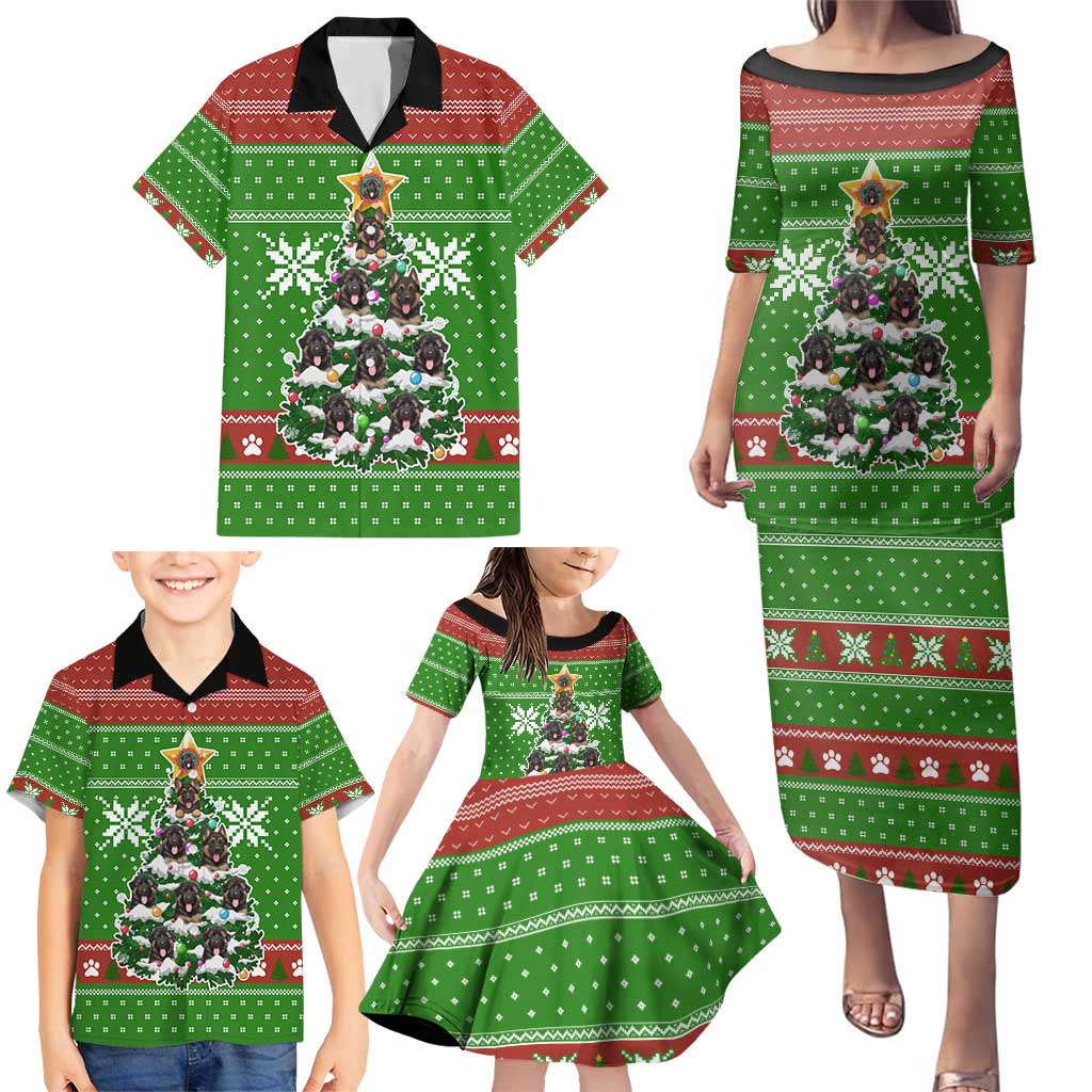 German Shepherd Pine Xmas Christmas Family Matching Puletasi and Hawaiian Shirt Xmas Holiday Patterns - Wonder Print Shop