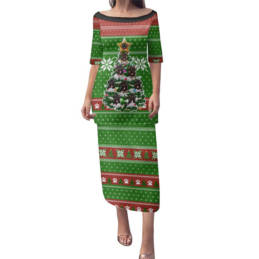 German Shepherd Pine Xmas Christmas Family Matching Puletasi and Hawaiian Shirt Xmas Holiday Patterns - Wonder Print Shop