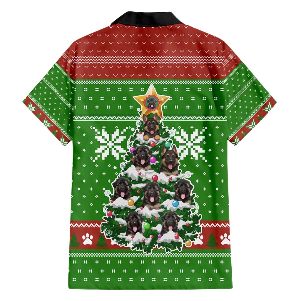 German Shepherd Pine Xmas Christmas Family Matching Short Sleeve Bodycon Dress and Hawaiian Shirt Xmas Holiday Patterns - Wonder Print Shop