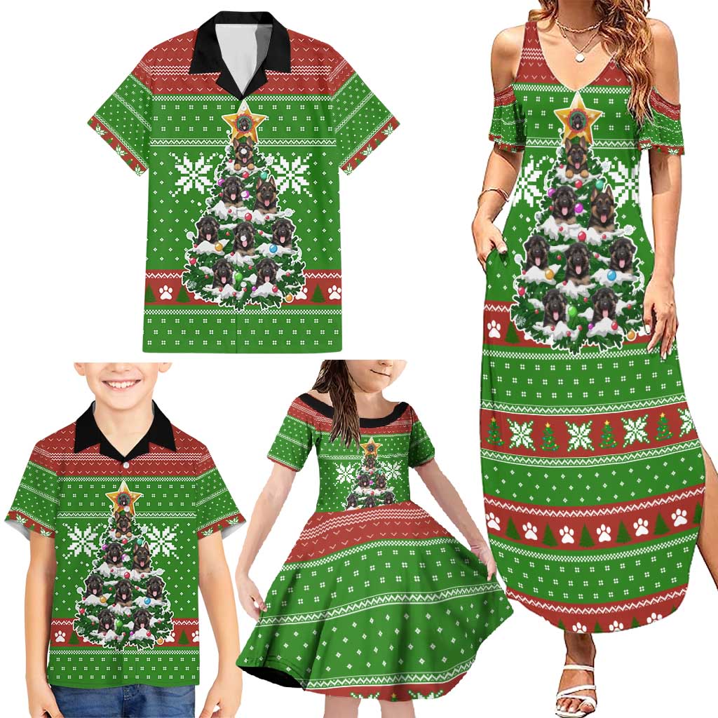 German Shepherd Pine Xmas Christmas Family Matching Summer Maxi Dress and Hawaiian Shirt Xmas Holiday Patterns - Wonder Print Shop