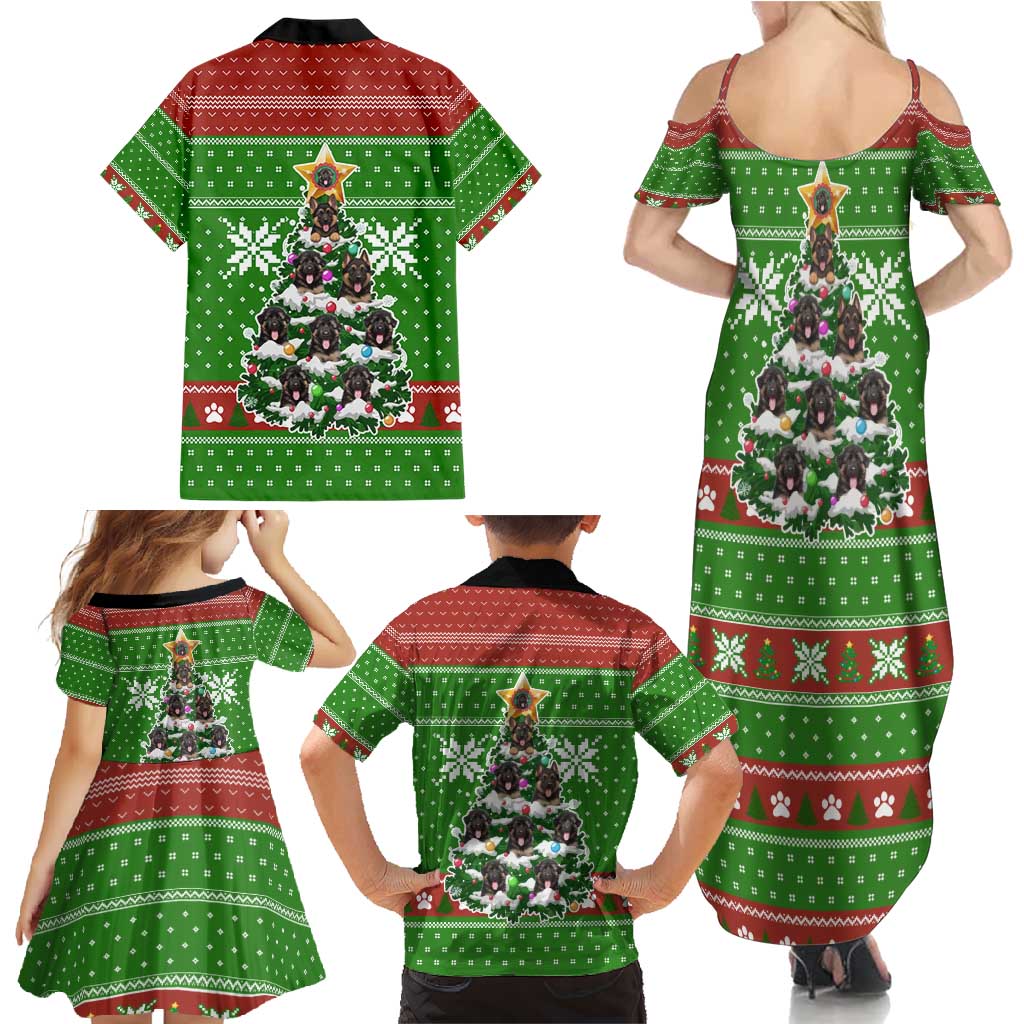 German Shepherd Pine Xmas Christmas Family Matching Summer Maxi Dress and Hawaiian Shirt Xmas Holiday Patterns - Wonder Print Shop