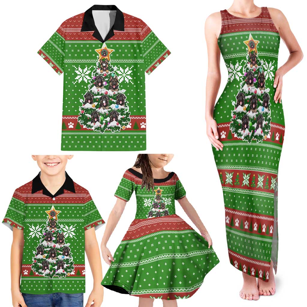 German Shepherd Pine Xmas Christmas Family Matching Tank Maxi Dress and Hawaiian Shirt Xmas Holiday Patterns - Wonder Print Shop