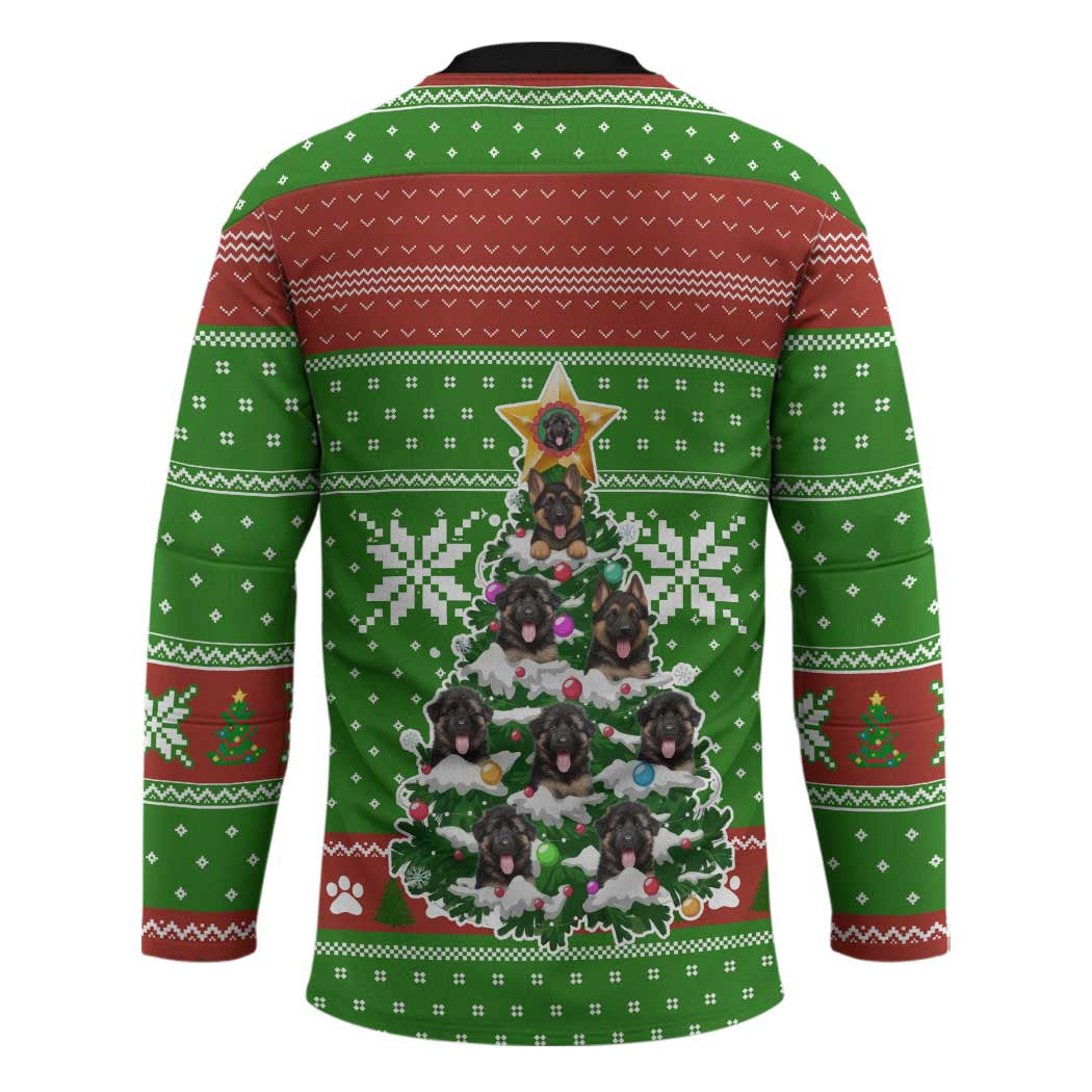 German Shepherd Pine Xmas Christmas Hockey Jersey Xmas Holiday Patterns - Wonder Print Shop