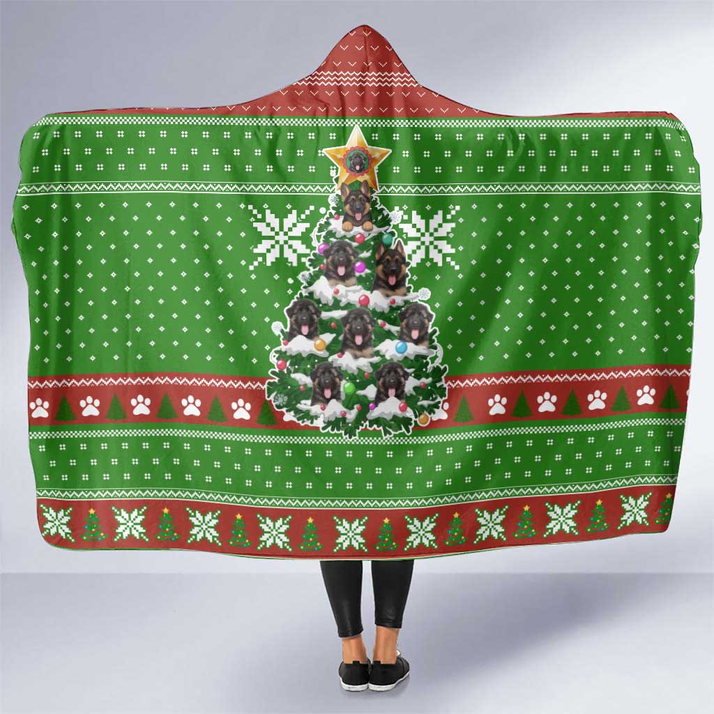 German Shepherd Pine Xmas Christmas Hooded Blanket Xmas Holiday Patterns - Wonder Print Shop
