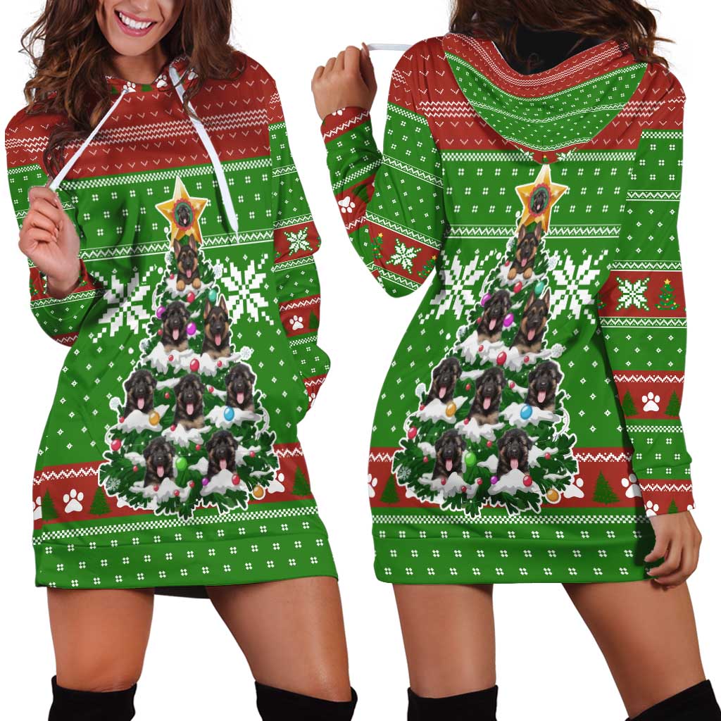 German Shepherd Pine Xmas Christmas Hoodie Dress Xmas Holiday Patterns - Wonder Print Shop