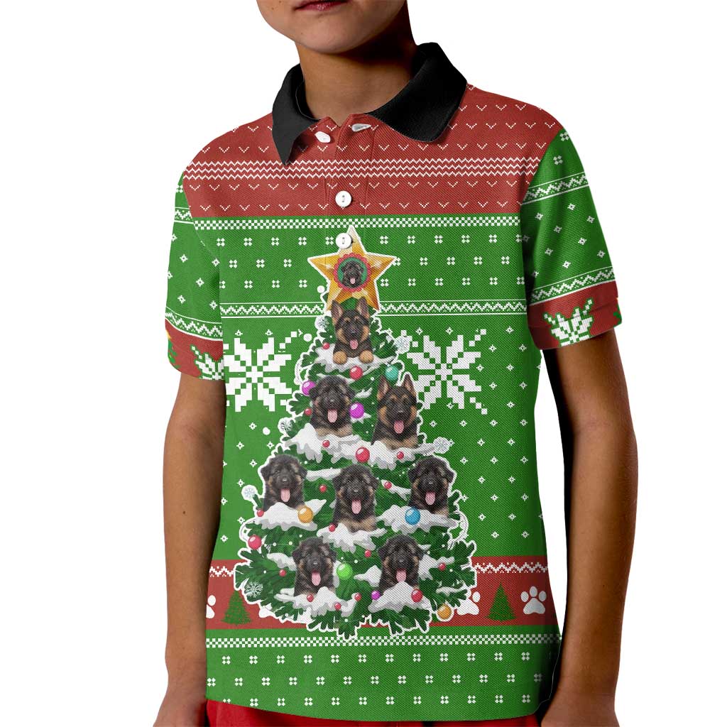 German Shepherd Pine Xmas Christmas Kid Polo Shirt Xmas Holiday Patterns - Wonder Print Shop
