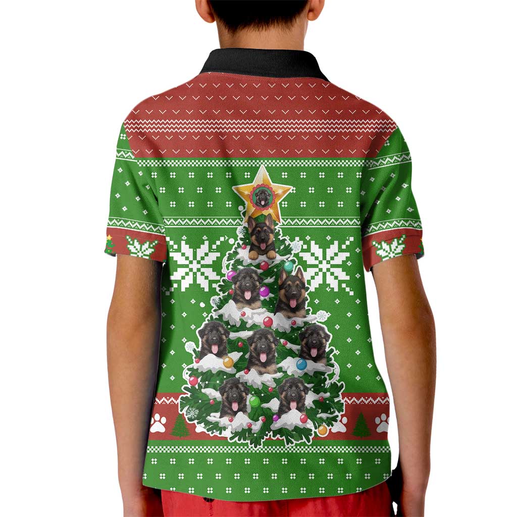 German Shepherd Pine Xmas Christmas Kid Polo Shirt Xmas Holiday Patterns - Wonder Print Shop