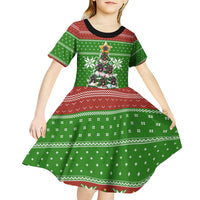 German Shepherd Pine Xmas Christmas Kid Short Sleeve Dress Xmas Holiday Patterns - Wonder Print Shop
