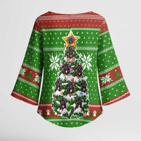 German Shepherd Pine Xmas Christmas Kimono Sleeve Blouse Xmas Holiday Patterns - Wonder Print Shop