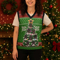 German Shepherd Pine Xmas Christmas Knitted V-Neck Vest Xmas Holiday Patterns - Wonder Print Shop