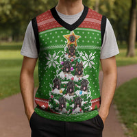 German Shepherd Pine Xmas Christmas Knitted V-Neck Vest Xmas Holiday Patterns - Wonder Print Shop