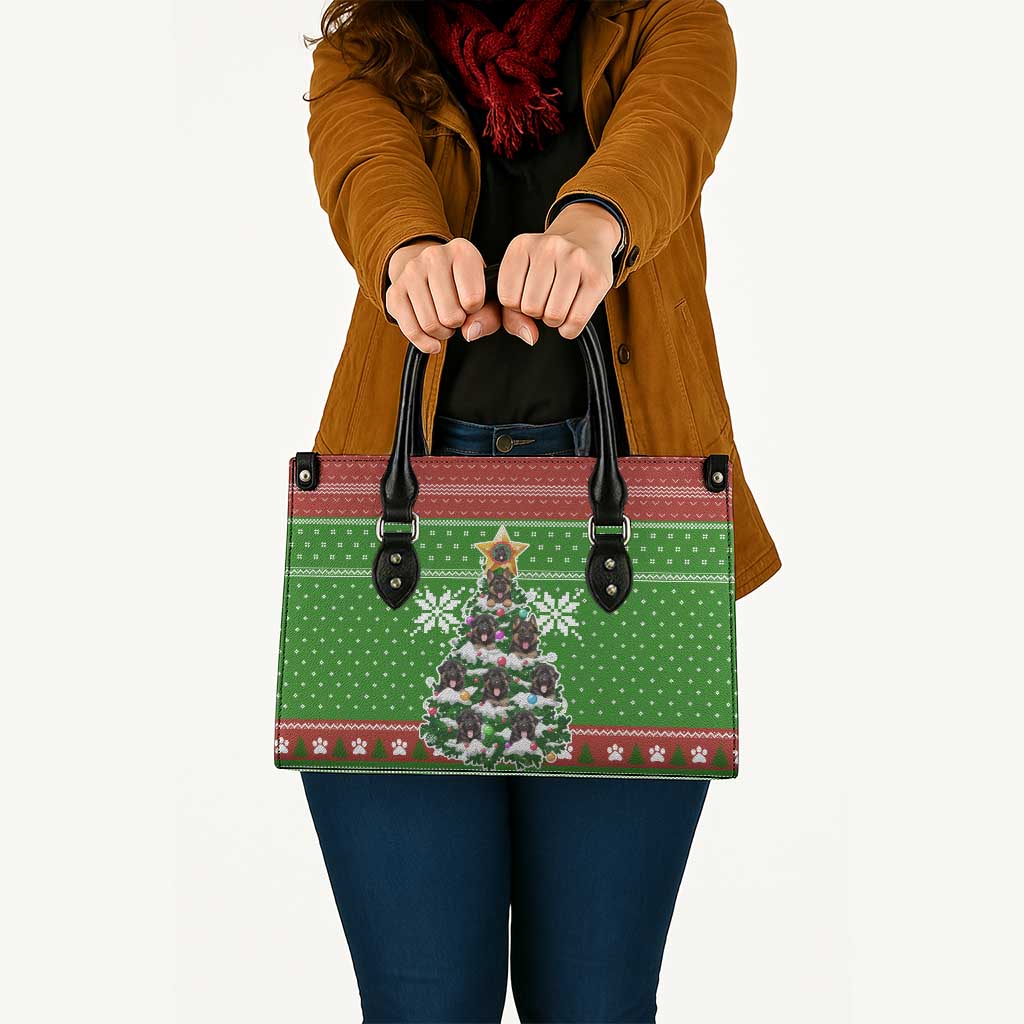 German Shepherd Pine Xmas Christmas Leather Bag Xmas Holiday Patterns - Wonder Print Shop