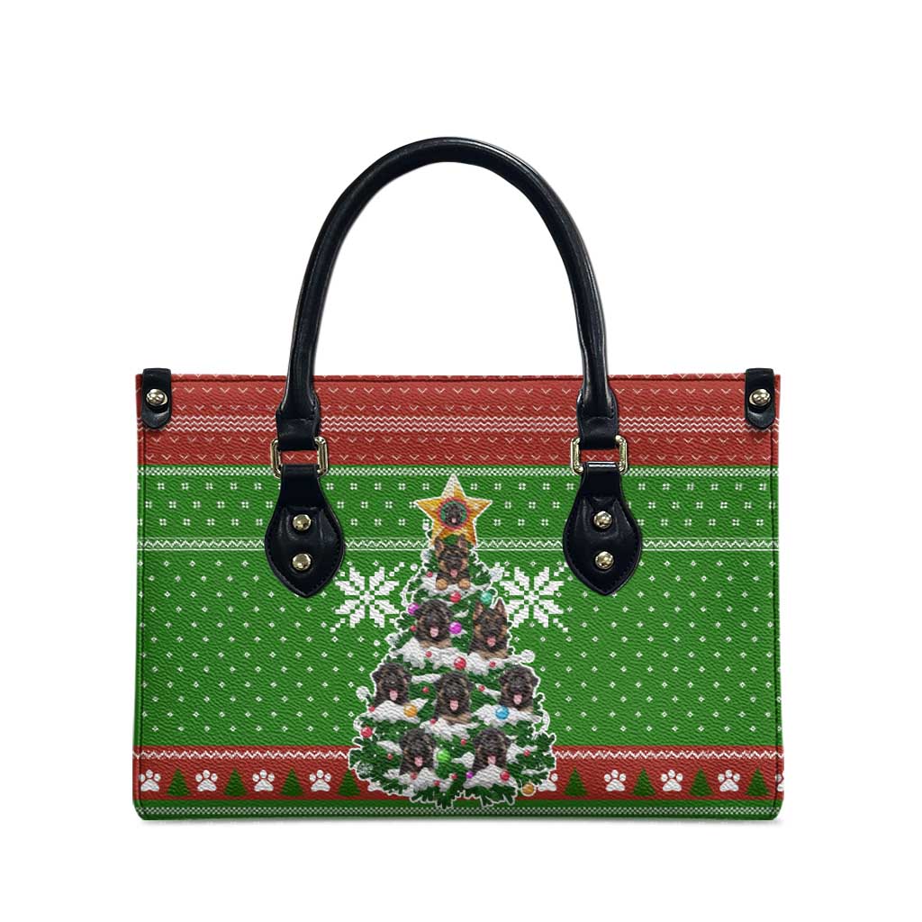 German Shepherd Pine Xmas Christmas Leather Bag Xmas Holiday Patterns - Wonder Print Shop