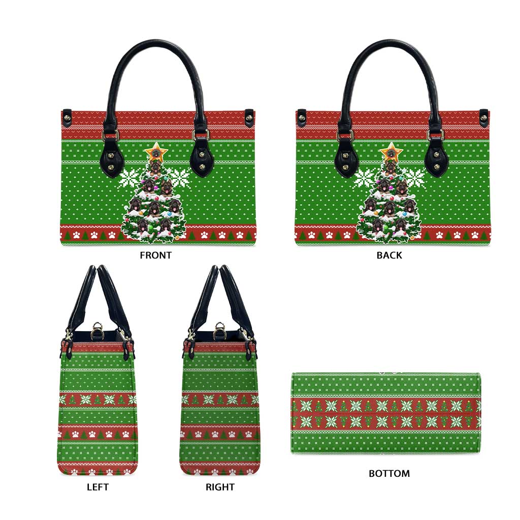 German Shepherd Pine Xmas Christmas Leather Bag Xmas Holiday Patterns - Wonder Print Shop